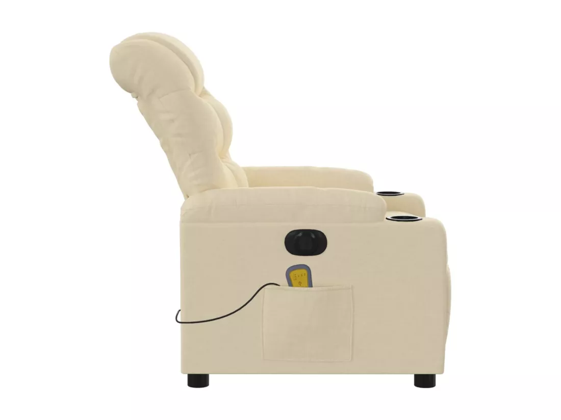 Fauteuil inclinable massant électrique crème tissu