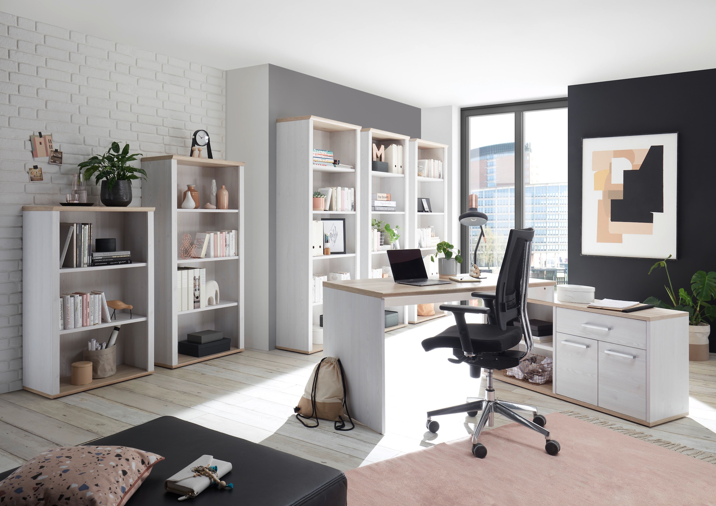 BEGA OFFICE Eckschreibtisch »Romance« im Landhaustil, mit Sideboard, 140x130 cm