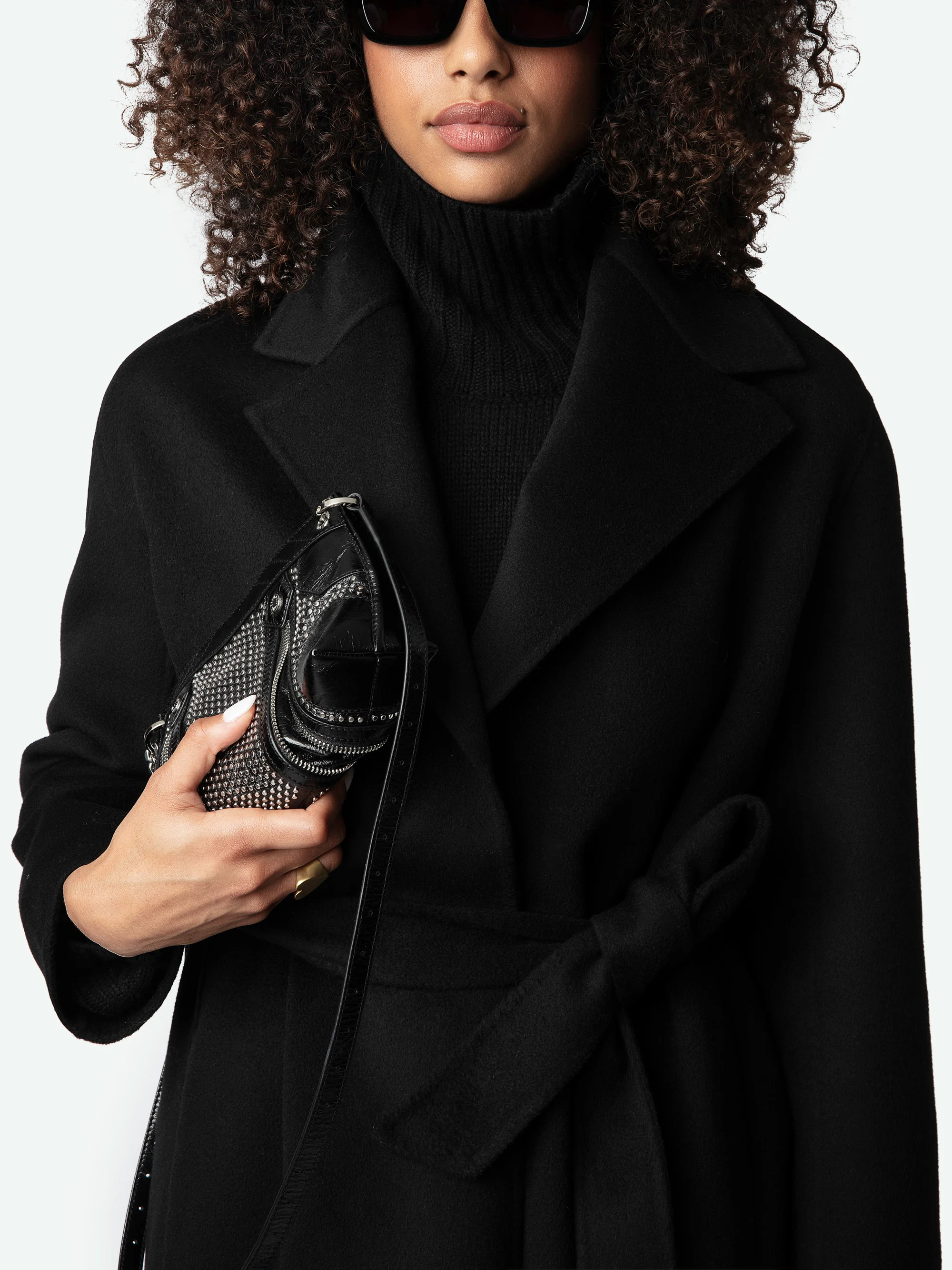 MELI - Manteau col tailleur en laine mélangée | Noir