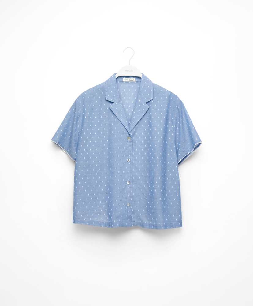 Camisa de manga curta, 100% algodão plumeti