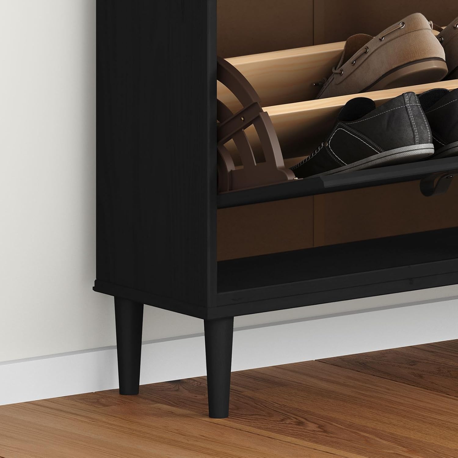IDIMEX Schuhkipper MIKKA mit 4 Klappen - schwarz Schuhschrank, Schuhregal schmal Schuhorganizer