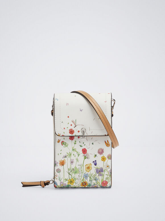 Bolsa para celular com estampa floral - Amarela