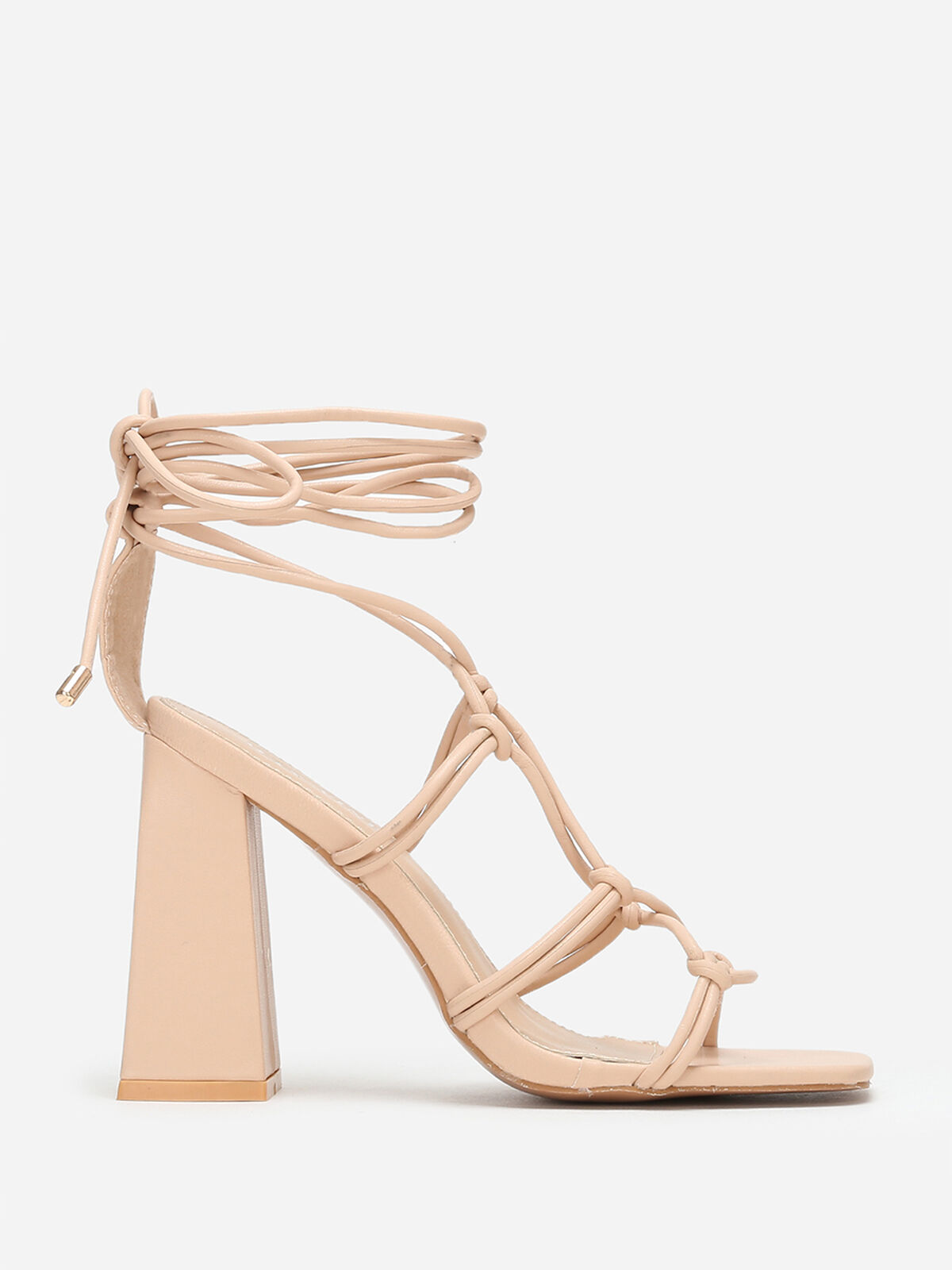 Sandales carrées à fines lanières- Beige