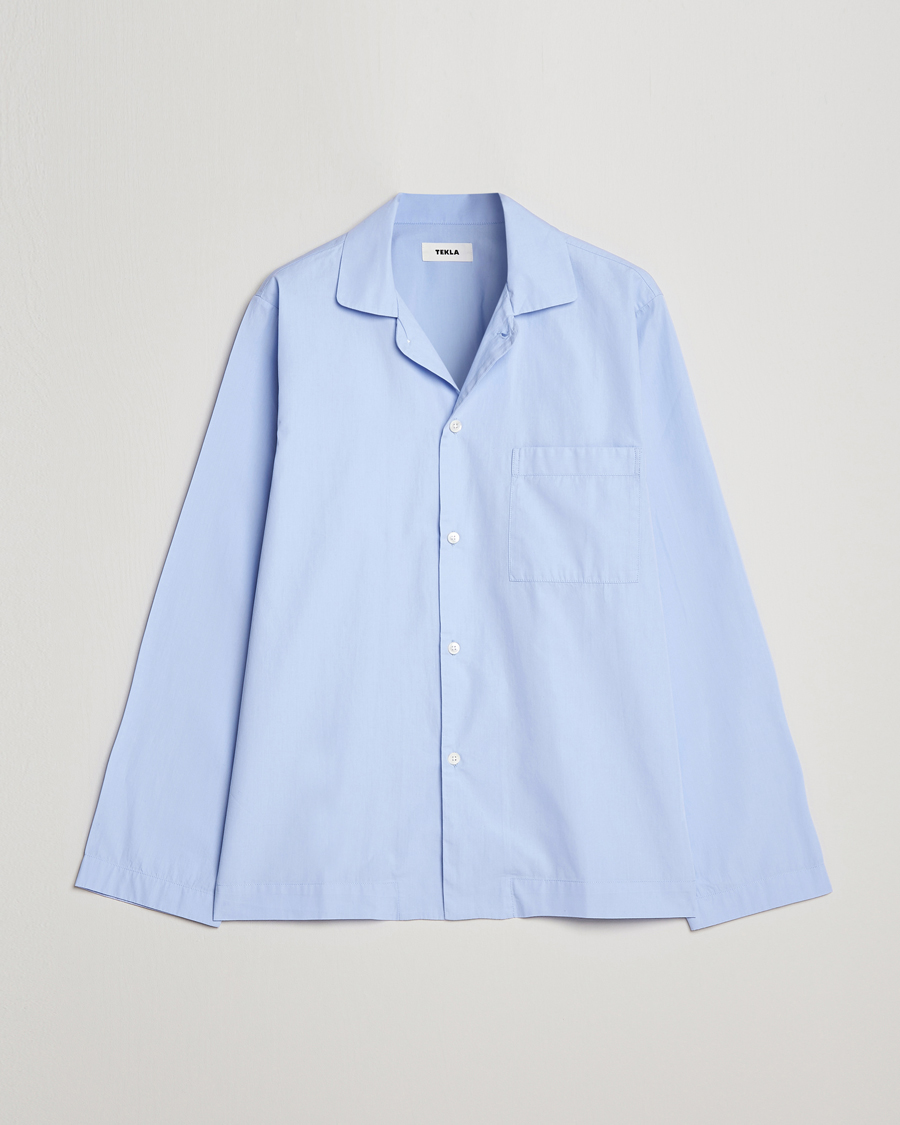 Tekla Poplin Pyjama Shirt Light Blue