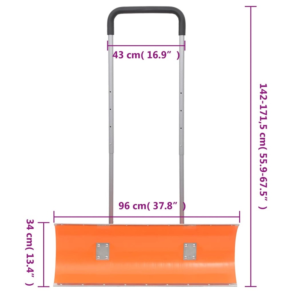Pelle à neige avec poignée extensible orange 96cm lame en acier