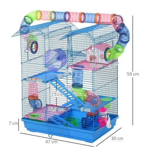 Gaiola para hamster PawHut de vários níveis, azul