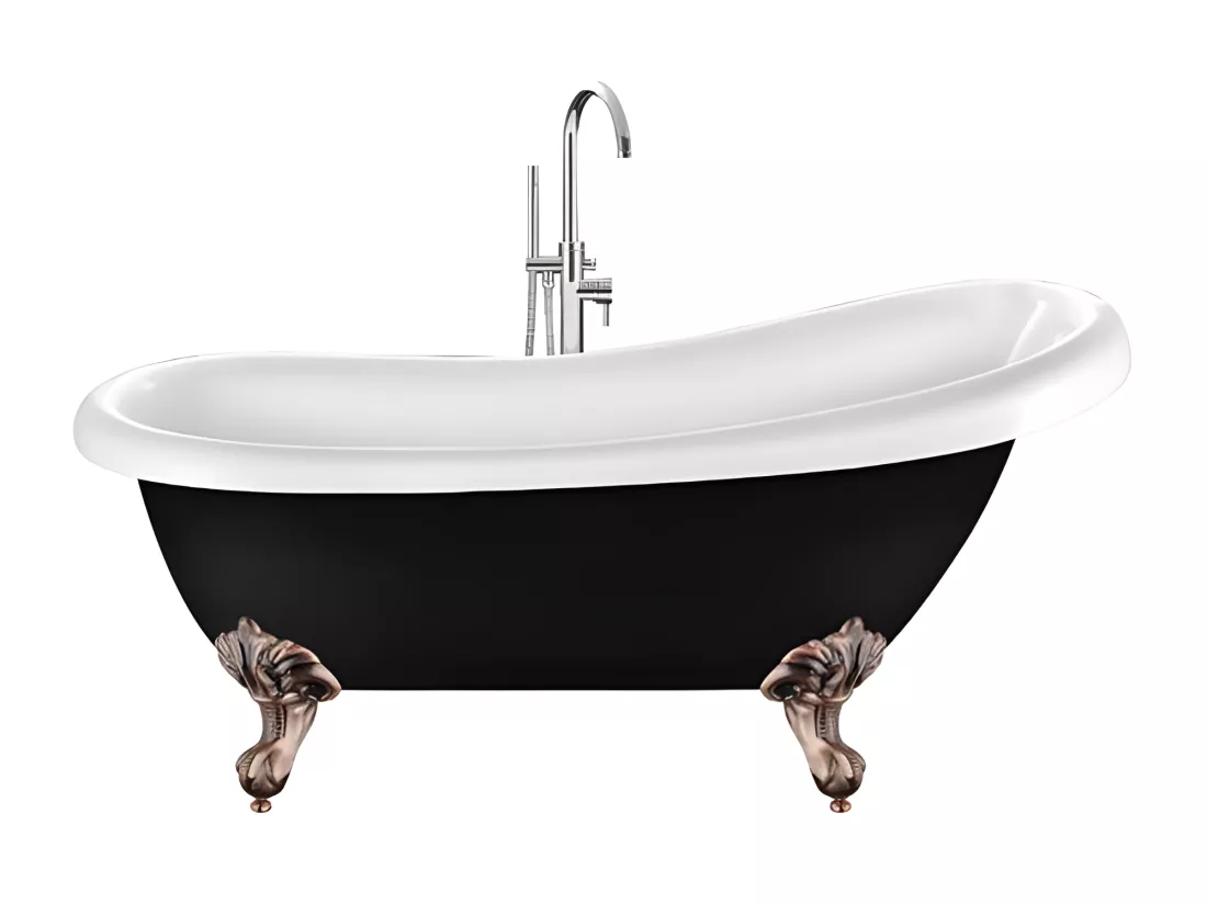 Baignoire ancienne rétro sur pieds RICHMOND Noire 171 cm Pieds d'Aigle Cuivre rouge vieilli