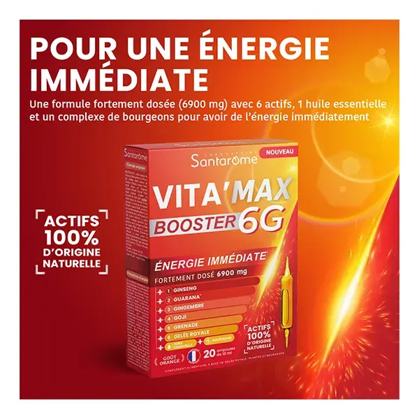 Santarome Vita'Max Booster 6G Antifadiga de Alta Dose 20 Ampolas