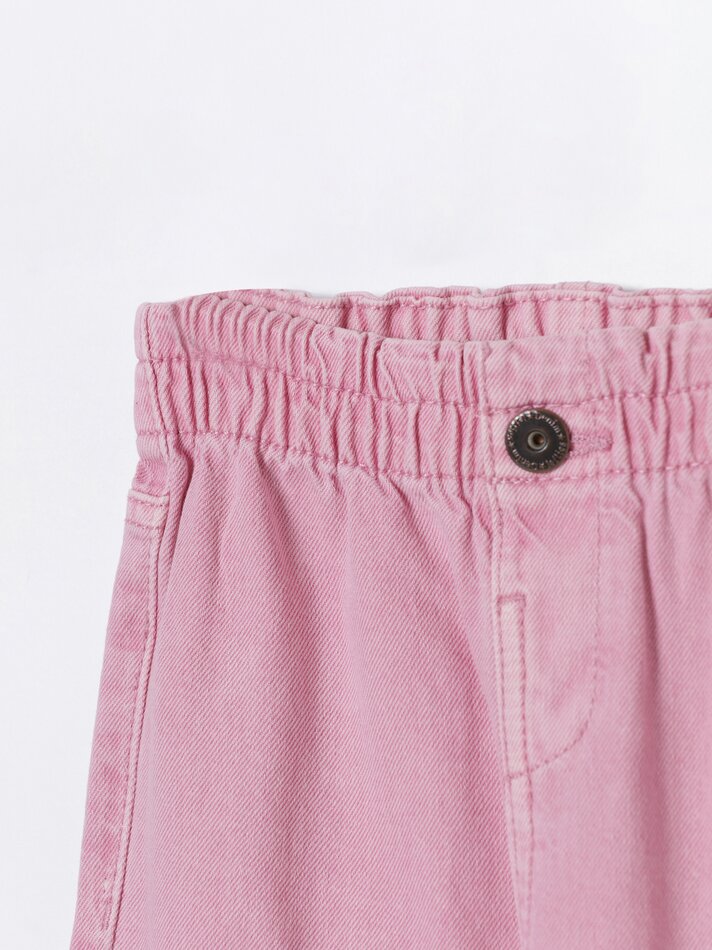 Calça jeans Paperbag - Rosa chiclete