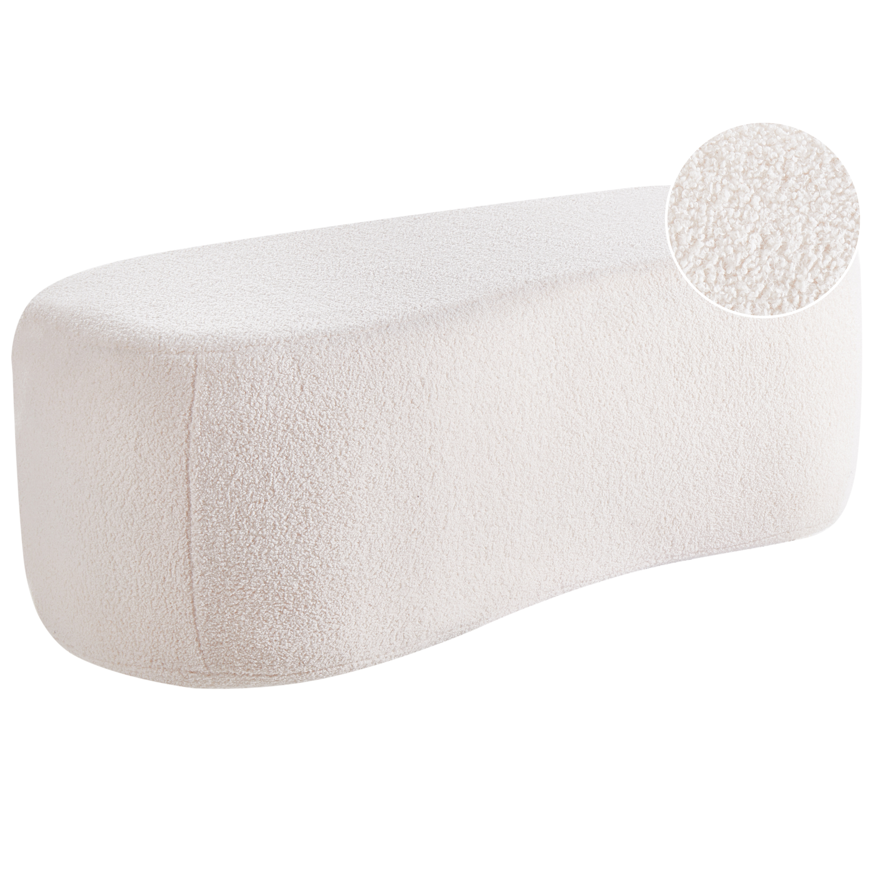 Beliani - BAYARD - Poef - Off-white - Bouclé