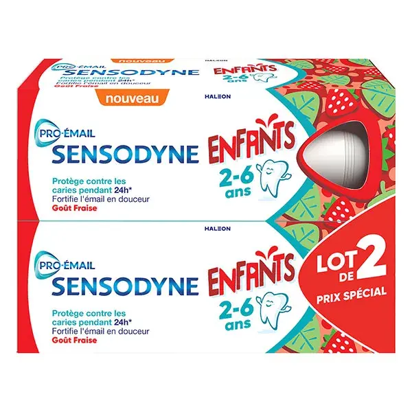 Sensodyne pro-émail Enfant 0-6 ans menthe douce, 2x50 ml