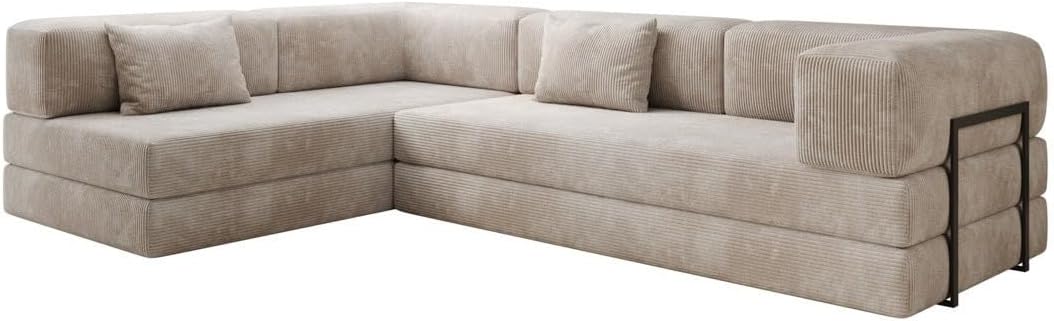 Designer Sofa Lazy L in Cord Beige Links