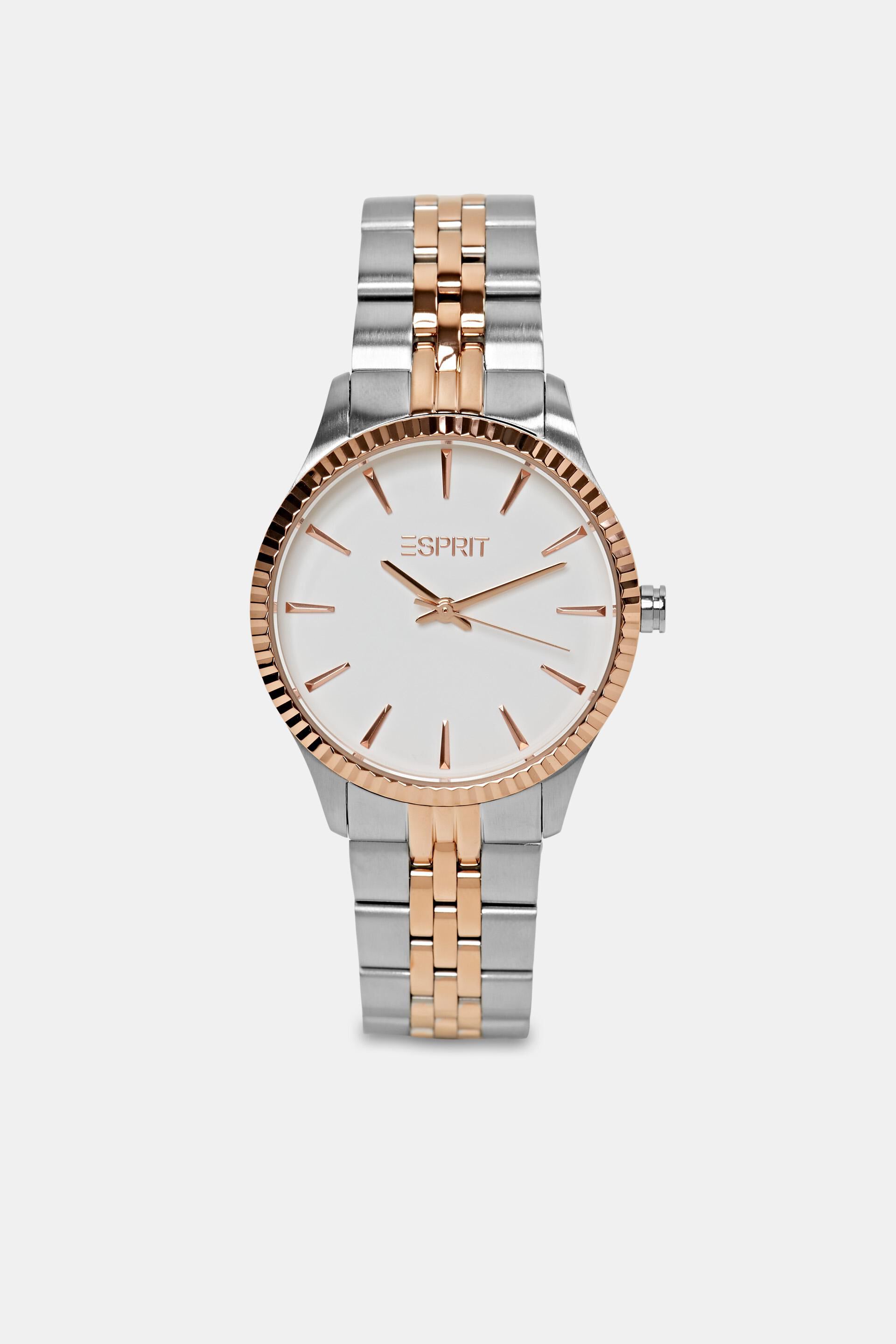 Montre bicolore à lunette ondulée