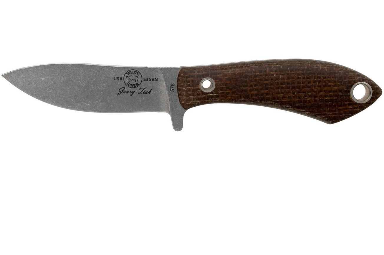 White River Knives Sendero Pack jachtmes Natural Burlap Micarta, Jerry Fisk design