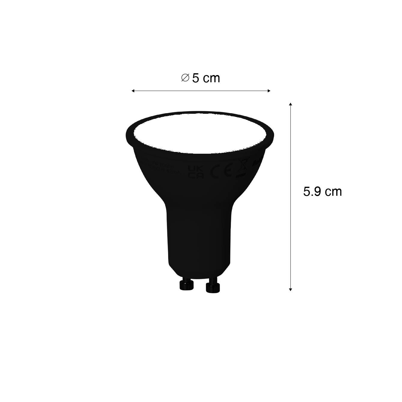 Set van 5 Smart GU10 LED lamp zwart 7W 600 lm 3000K
