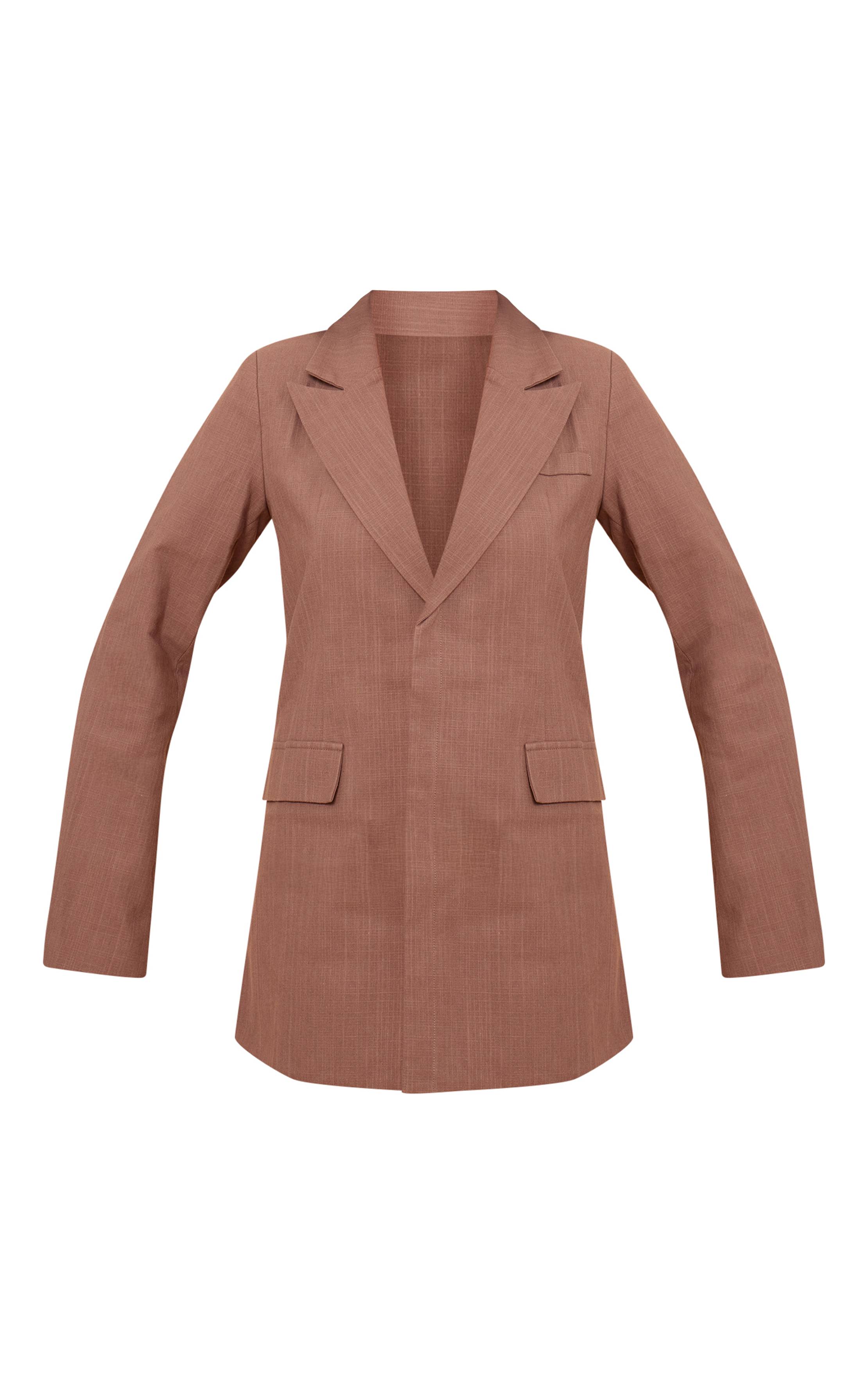 Chocolat Robe Blazer En Mélange De Lin
