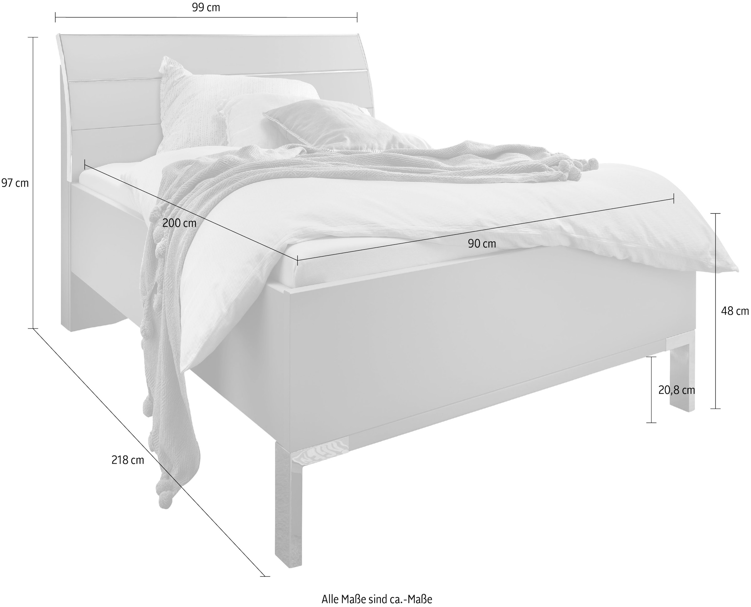WIEMANN Futonbett »Monaco, 4-fache Liegehöhenverstellung« mit stilvollem Holzkopfteil, Made in Germany
