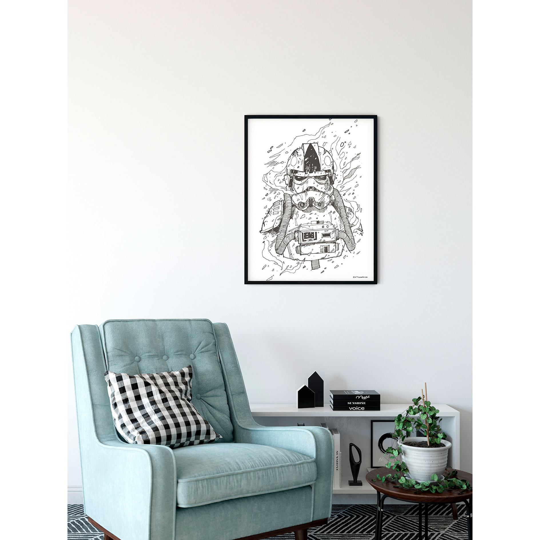 Wandbild STAR WARS PILOT DRAWING - schwarz-weiß - 50x70 cm