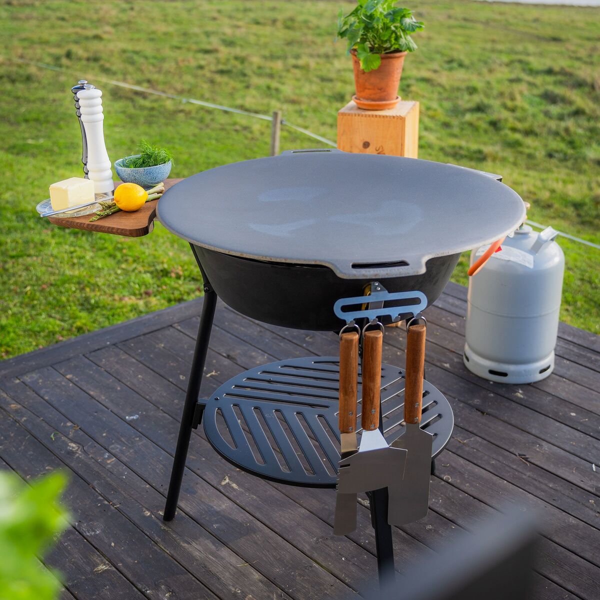 Stekeplatesett med gassbrenner LL Black 78 cm