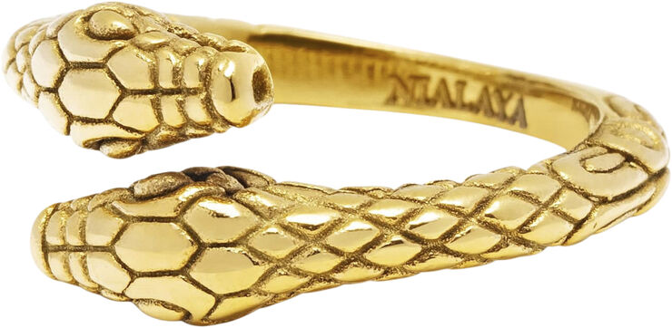 Nialaya Men's Gold Plated Vintage Snake Ring Gold