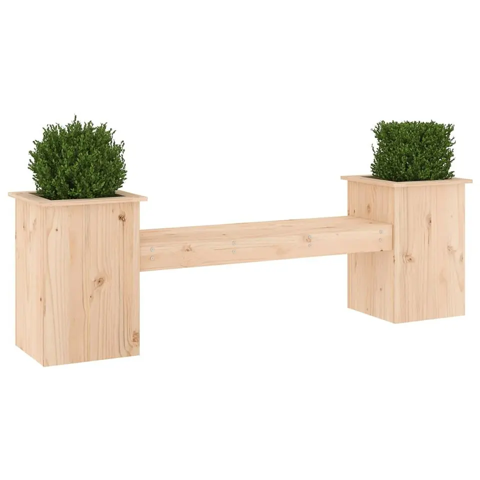 vidaXL -Tuinbank met plantenbakken - Naturel - Grenenhout - 184.5x39.5x56.5 cm