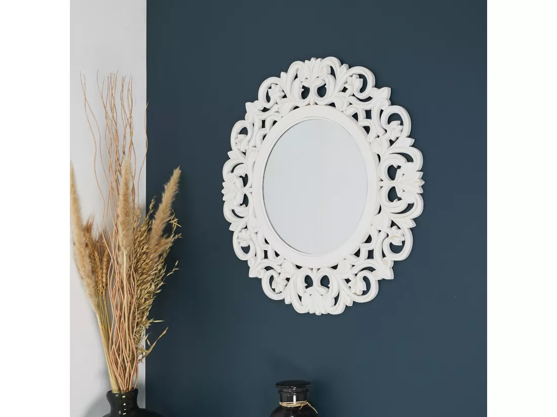 Miroir Mural en Bois Sculpté 