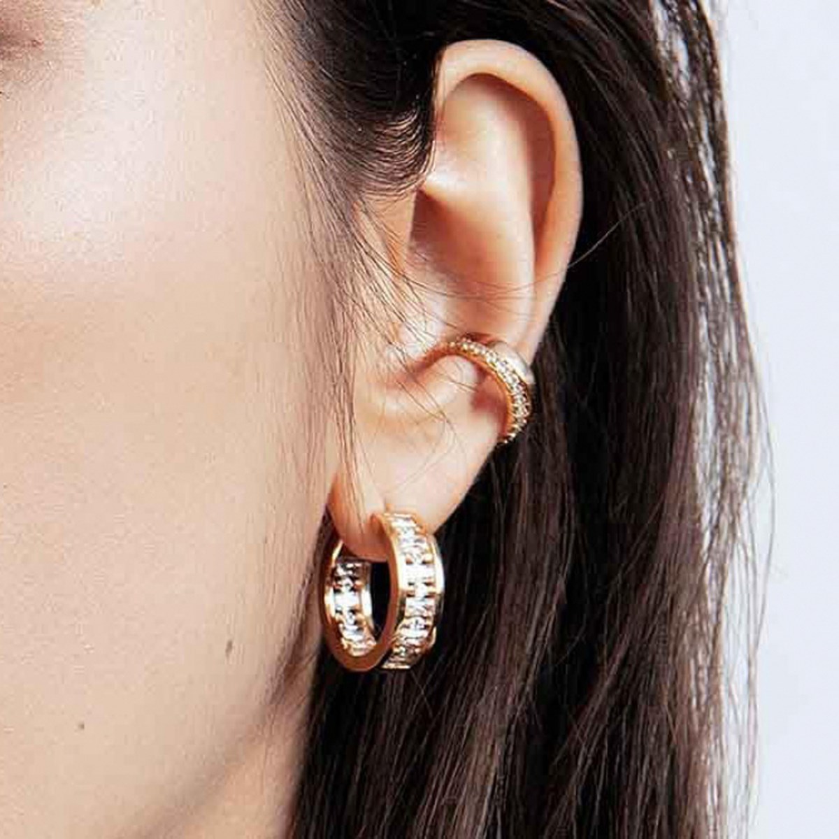 Ear Cuff Sif Jakobs ELLERA MEDIOargent plaqué or et oxydes de zirconium