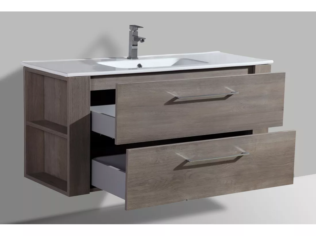 Meuble simple vasque 120 cm chêne gris Aquanoma