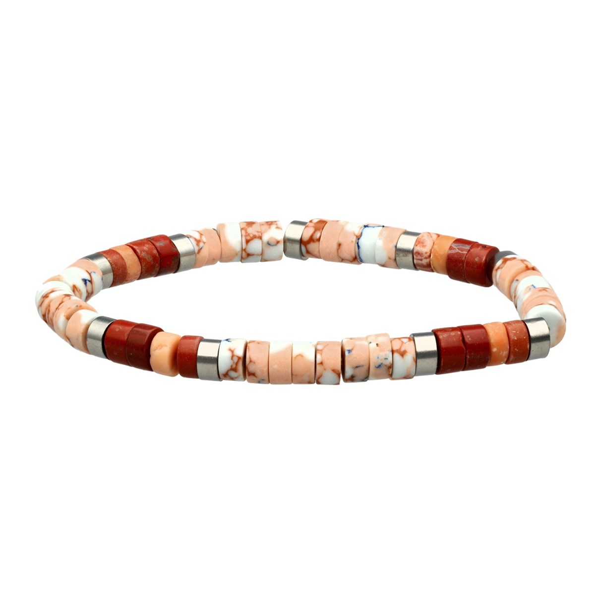 Bracelet Perles Heishi Jaspe Impérial Et Rouge-Medium-18cm