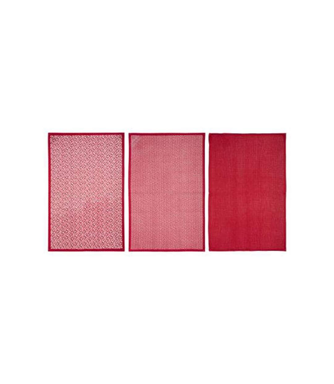 Lot de 3 Torchons Imprimé 45x70cm Rouge