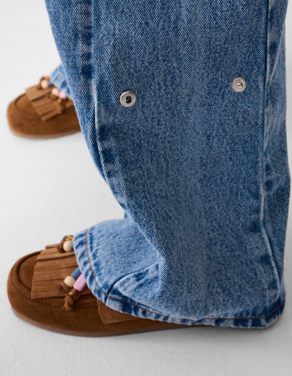 Pleated Wide Leg Fit Jeans Blauw