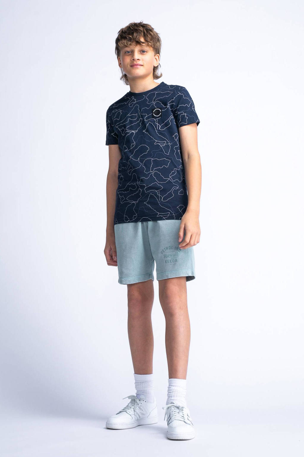 Petrol Industries T-shirt met all over print blauw
