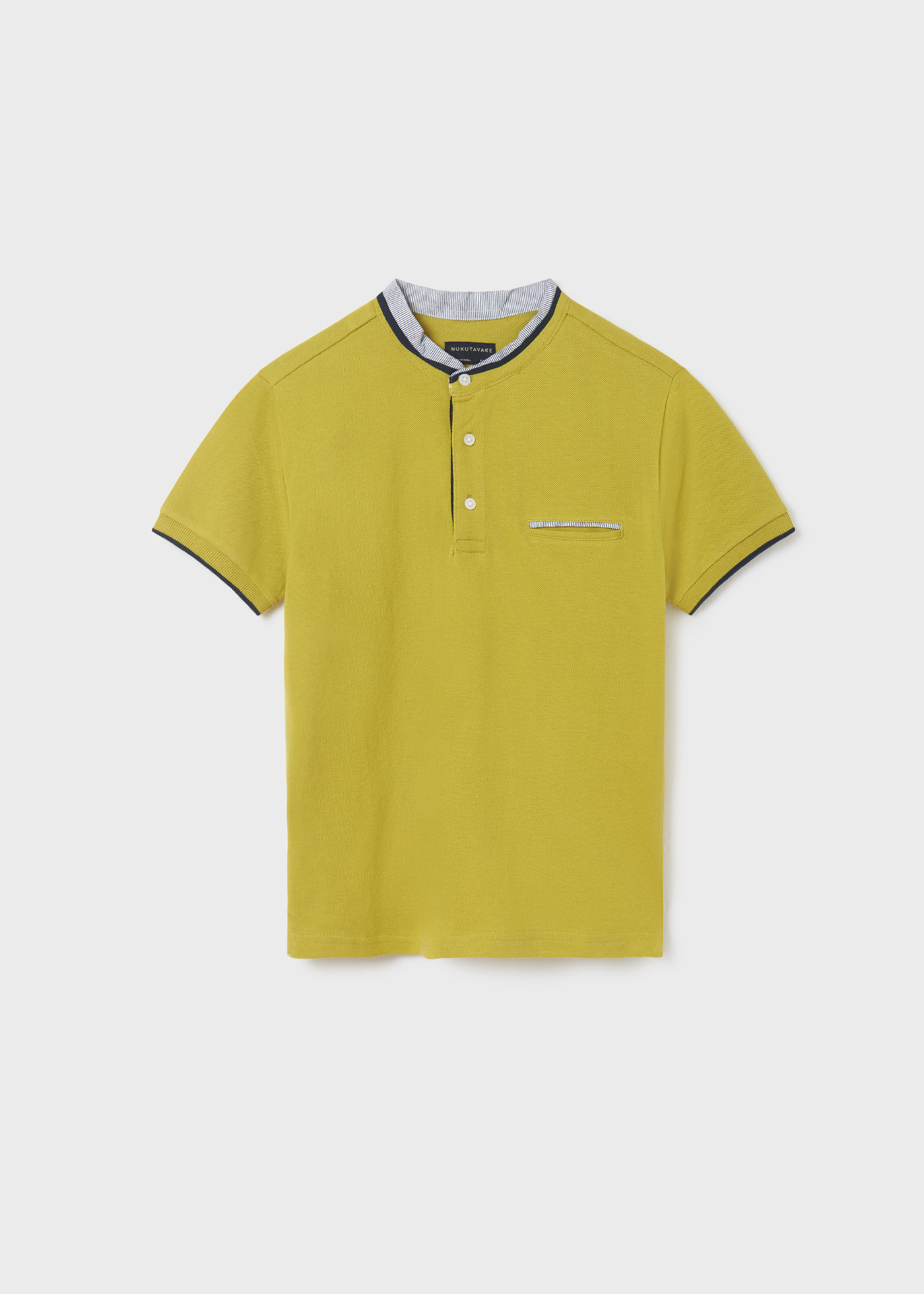 Camisa polo infantil de algodão com gola mandarim