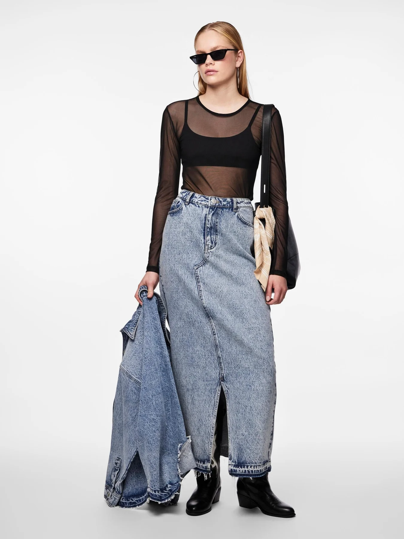 Pieces Pcnora Ankle Skirt 4499392 medium blue denim