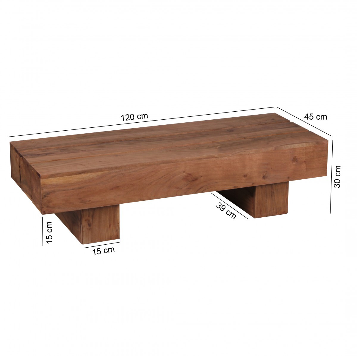 Couchtisch - Akazie massiv lackiert - 120x30 cm