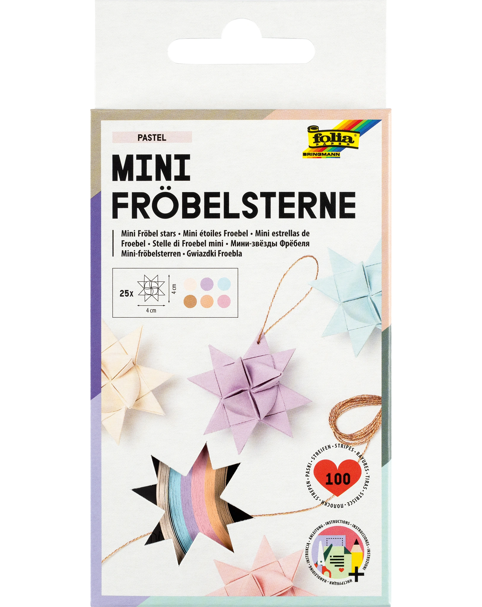 Bastelset MINI-FRÖBELSTERNE - PASTEL 100-teilig