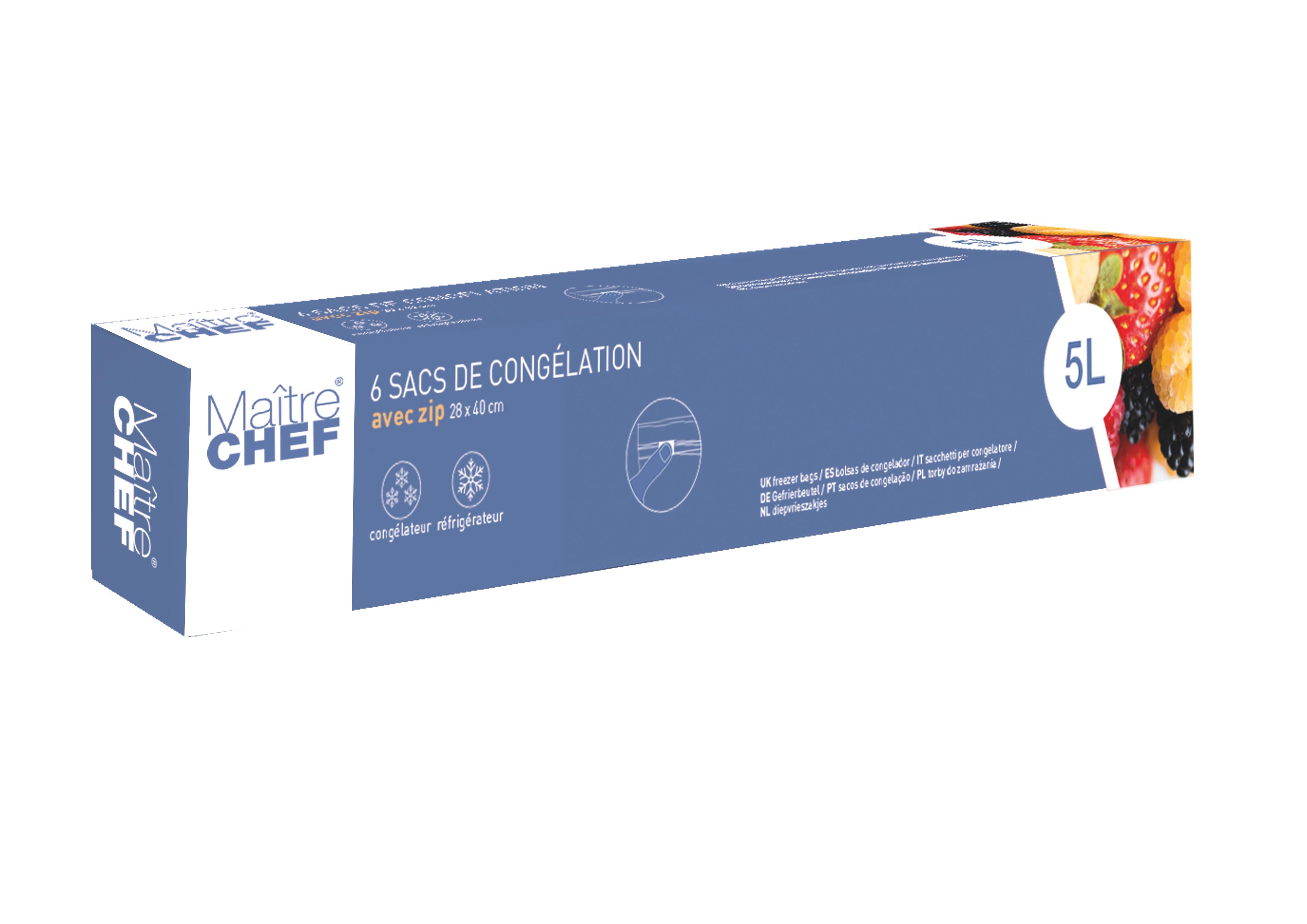 6 SACHETS CONGELATION ZIP 5L 28X40CM