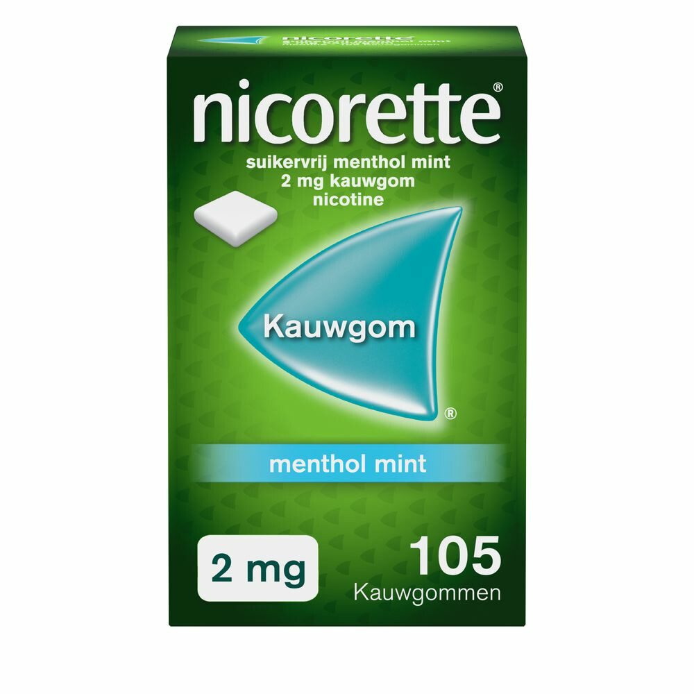 Nicorette Suikervrij Kauwgom Menthol Mint 2 mg105 stuks