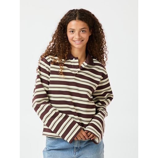 Neo Noir Mala Stripe Polo Bluse, Brown, 42