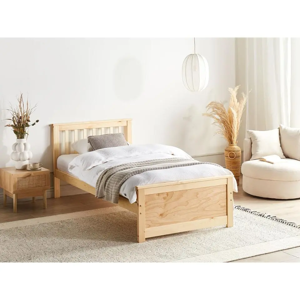 OLENDON - Eenpersoonsbed - Lichtbruin - 90 x 200 cm - Dennenhout