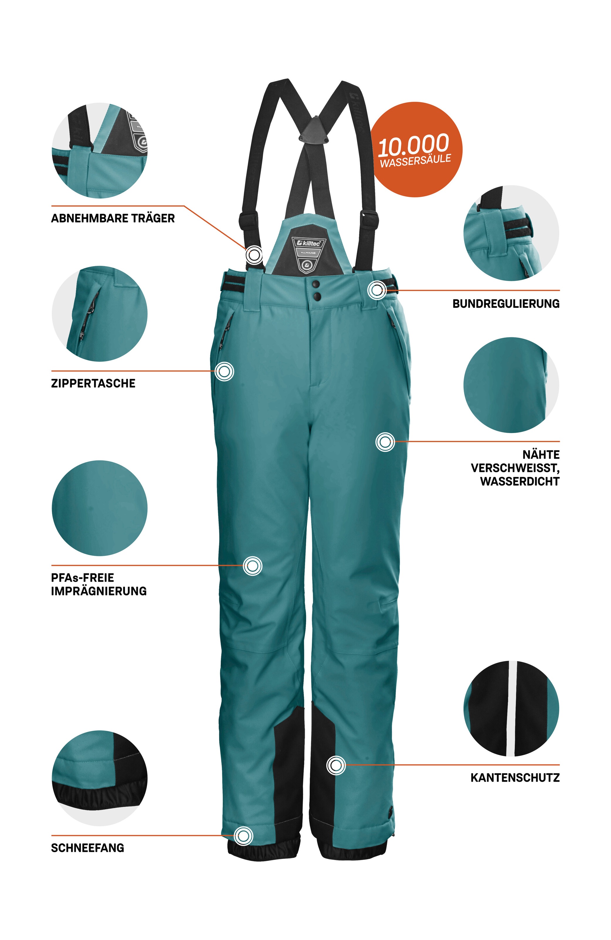 Killtec Skihose »KSW 77 GRLS SKI PNTS«  wasserdicht, atmungsaktiv, abnehmbarer Latz, verst. Seitenriegel