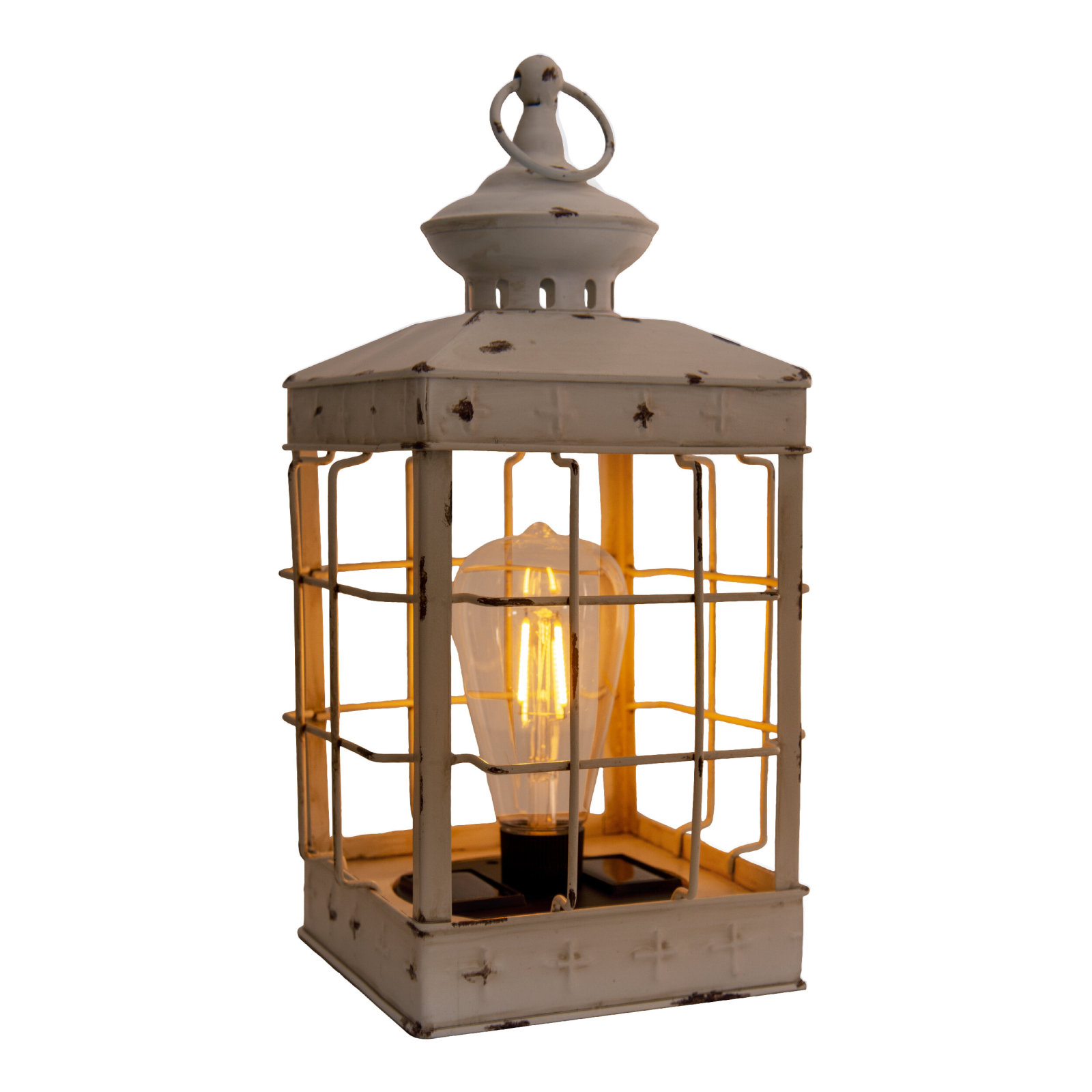 LED-Deko-Laterne BRUNO- antik-weiß - 31,5 cm hoch