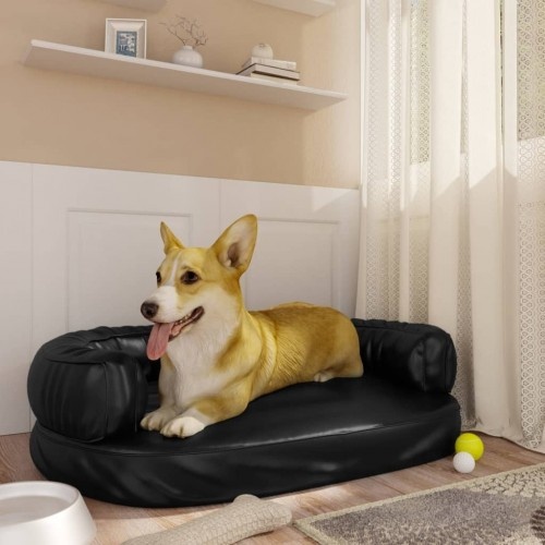 Sofá retangular acolchoado preto para cães Vidaxl