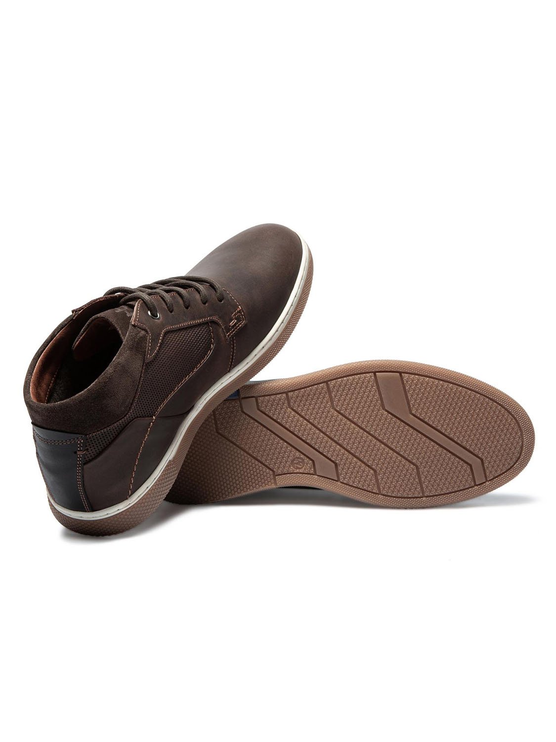 Tennis Montantes Homme En Cuir Marron Foncé