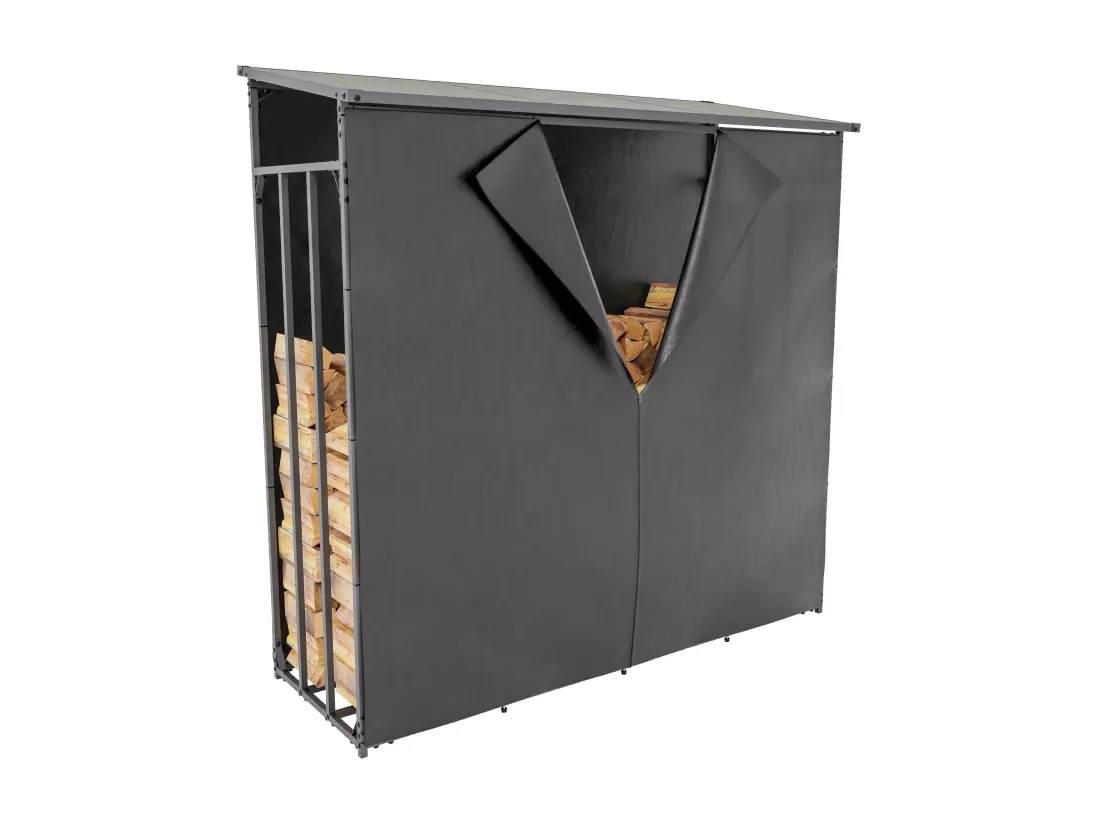 Etagère bois de cheminée - Métal - 185 x 70 x 185cm - Anthracite - Ruston