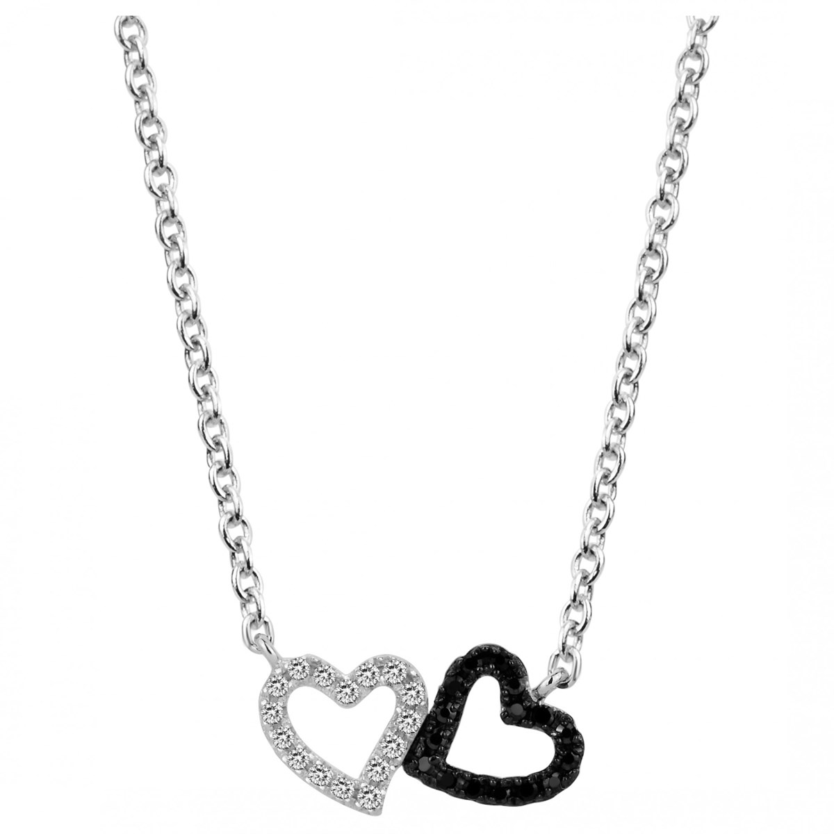 Collier mono-motif en Argent avec oxyde de zirconium noir