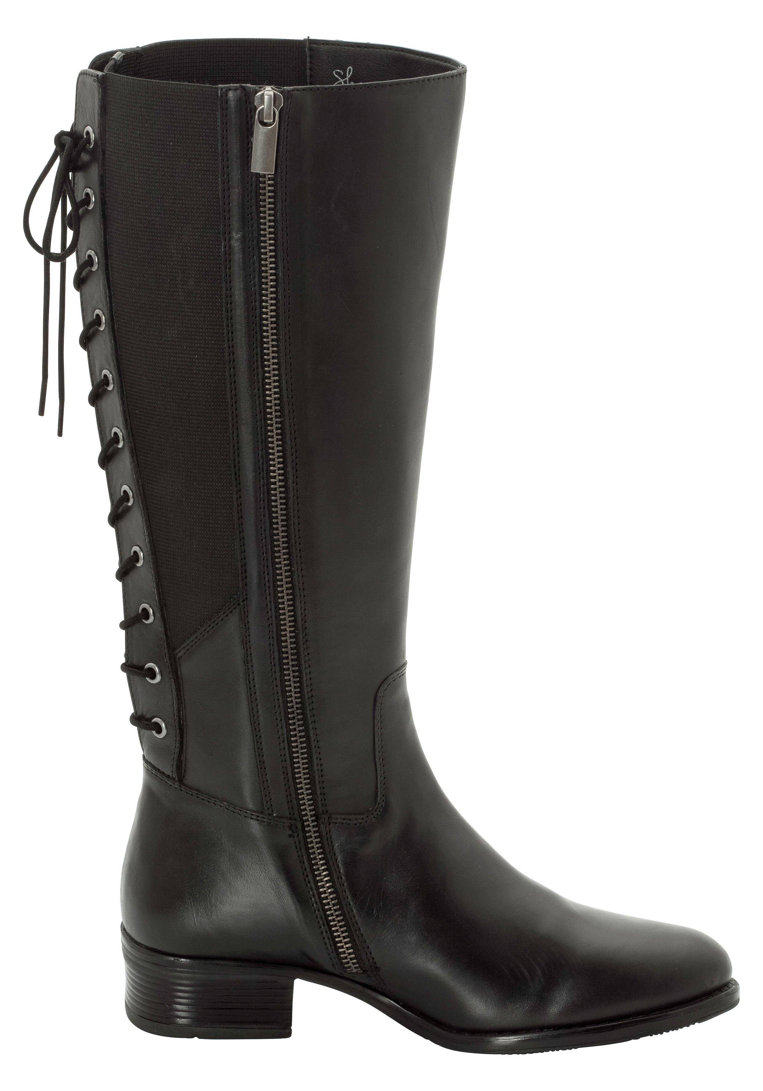 Weitschaftstiefel aus Leder mit  Schnürung