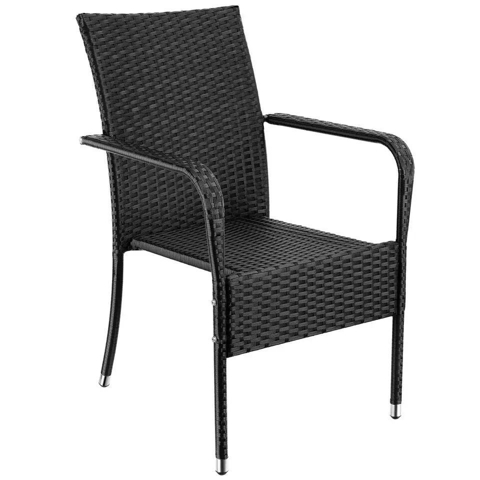 tectake 2 tuinstoelen - Wickerstoel Girona, stapelbaar, draagkracht 120 kg