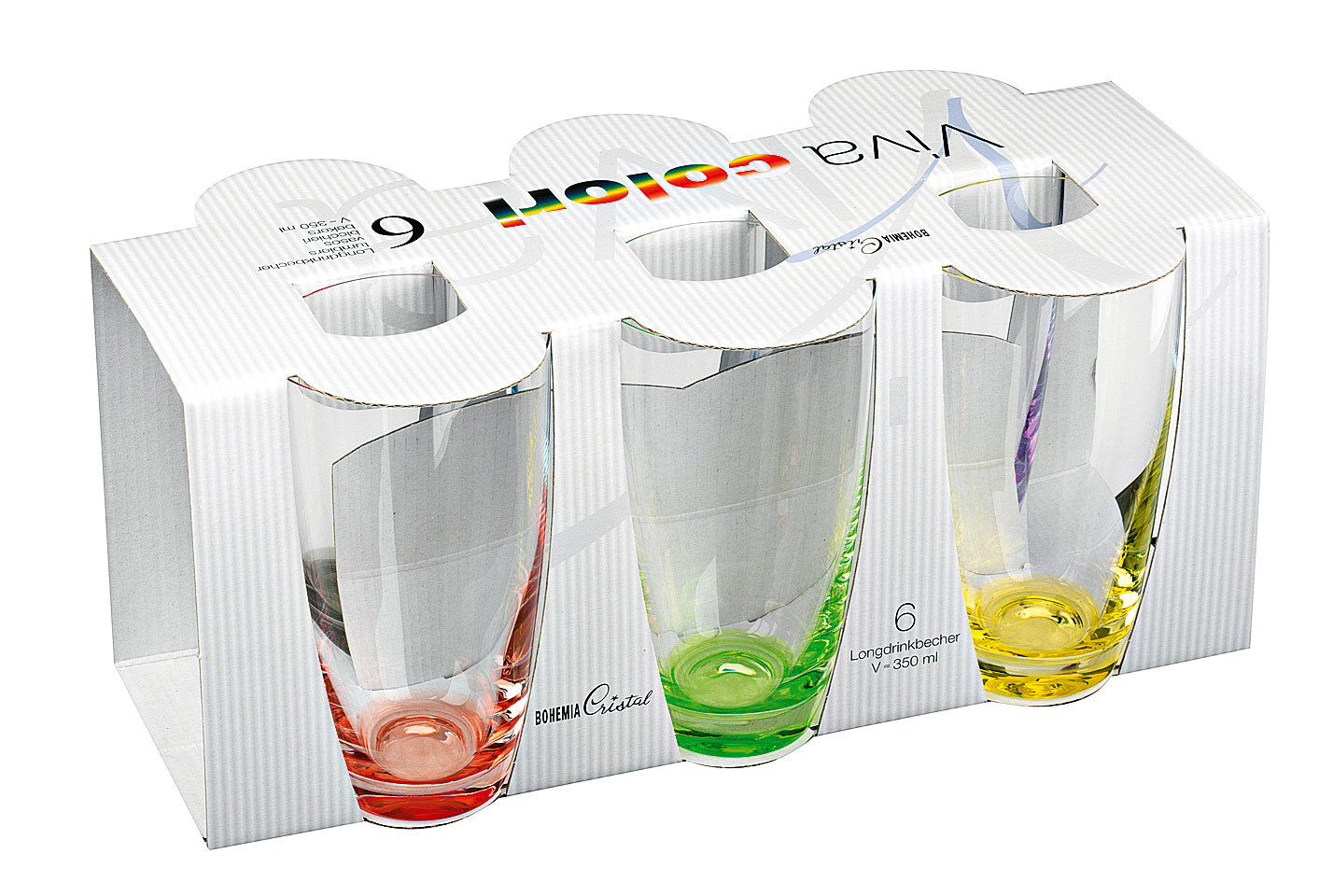 Longdrinkgläser Viva Colori 6er Set 350 ml mehrfarbig Kristallglas