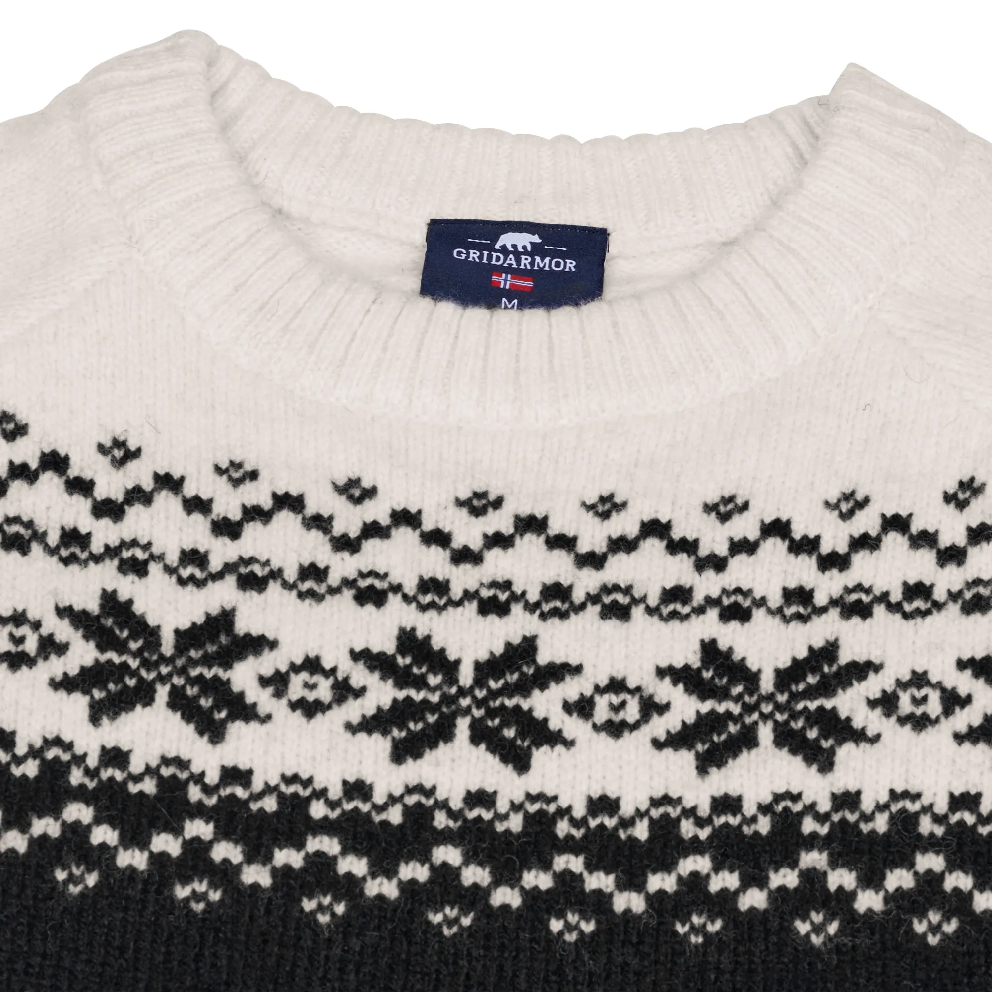 Gridarmor Women’s Snøkrystall Round Neck Ullgenser Black/White